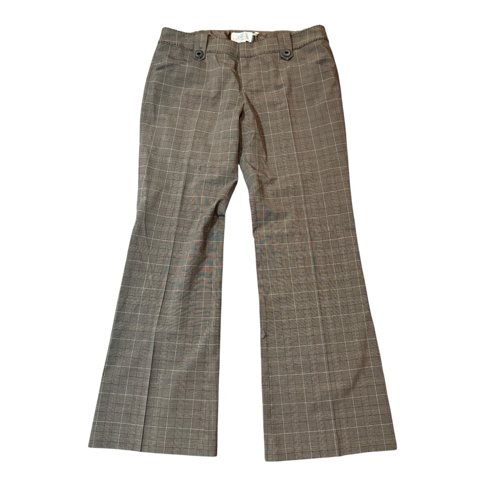 Y2K‎ Guess Plaid Flare Leg Stretch Trousers Brown Career Casual Women's Size 31